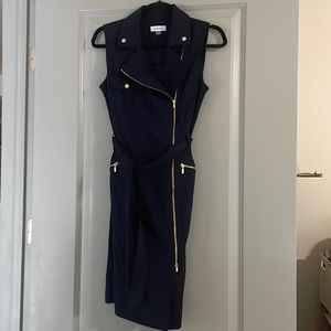 Calvin Klein Navy Blue Moto Tank Dress